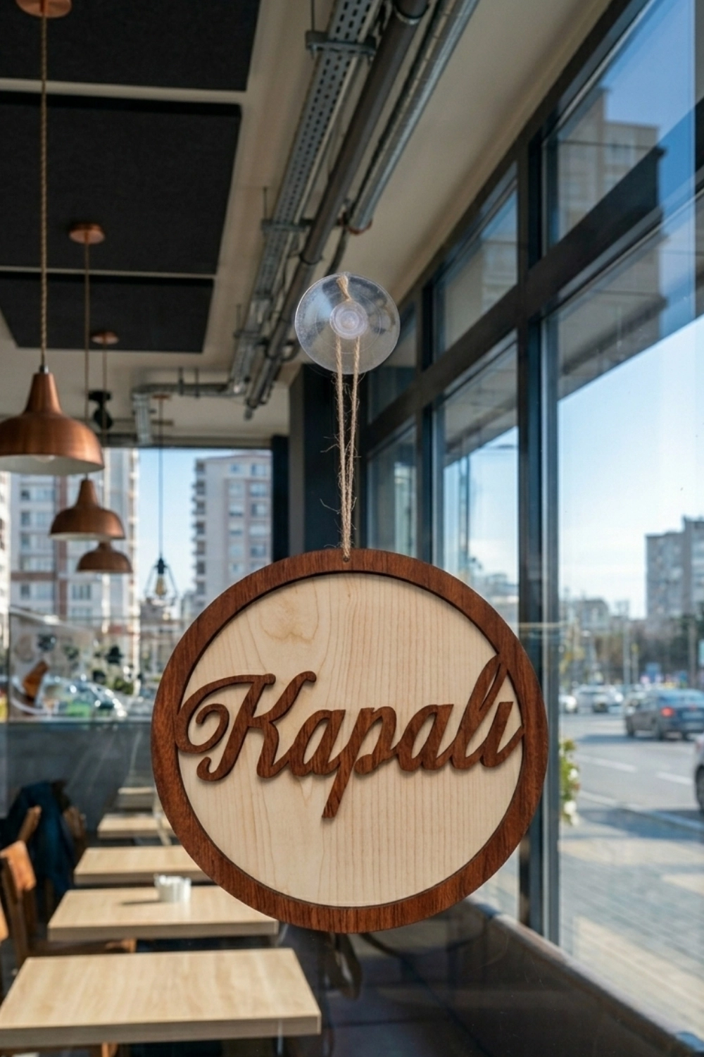 Yuvarlak Model 3D AÇIK-KAPALI Tabelası - Akçaağaç