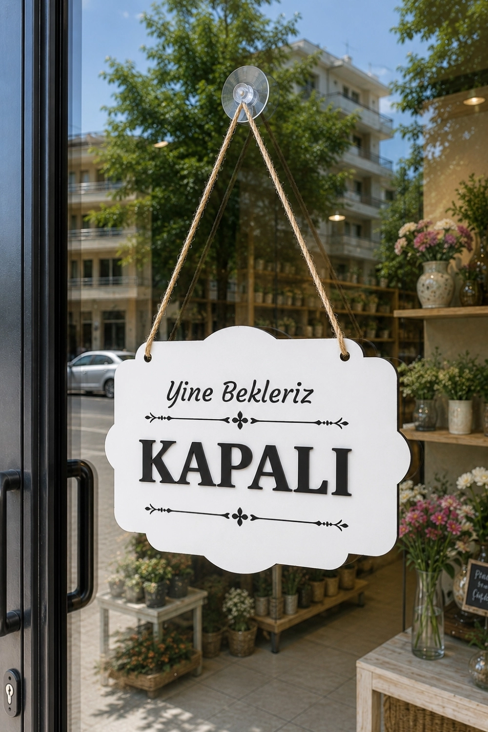 Çift Taraflı MDFAhşap Dükkan & Mağaza Kapı Yönlendirme Tabelası - Beyaz