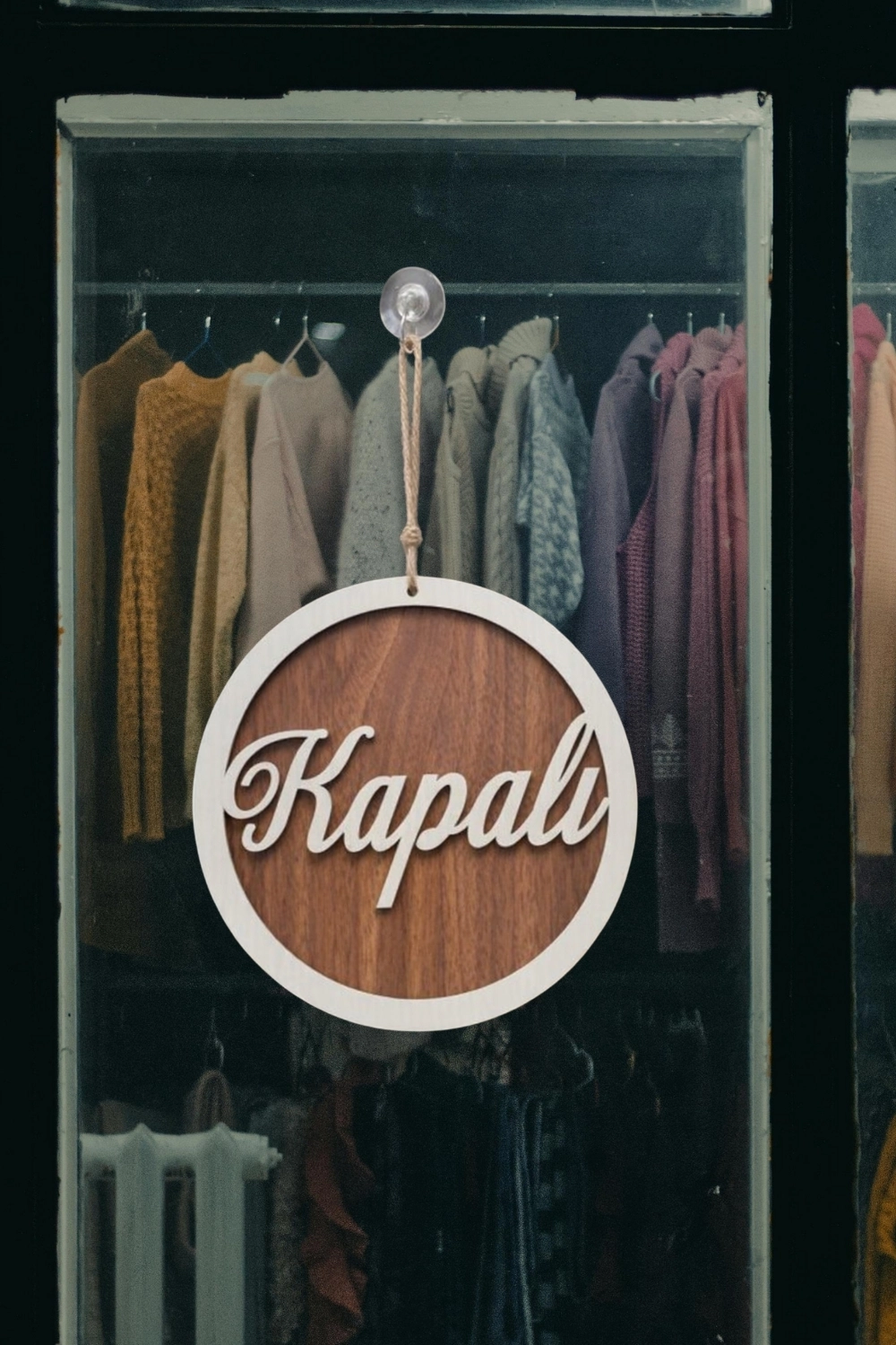 Yuvarlak Model 3D AÇIK-KAPALI Tabelası - Ceviz-Akçaağaç