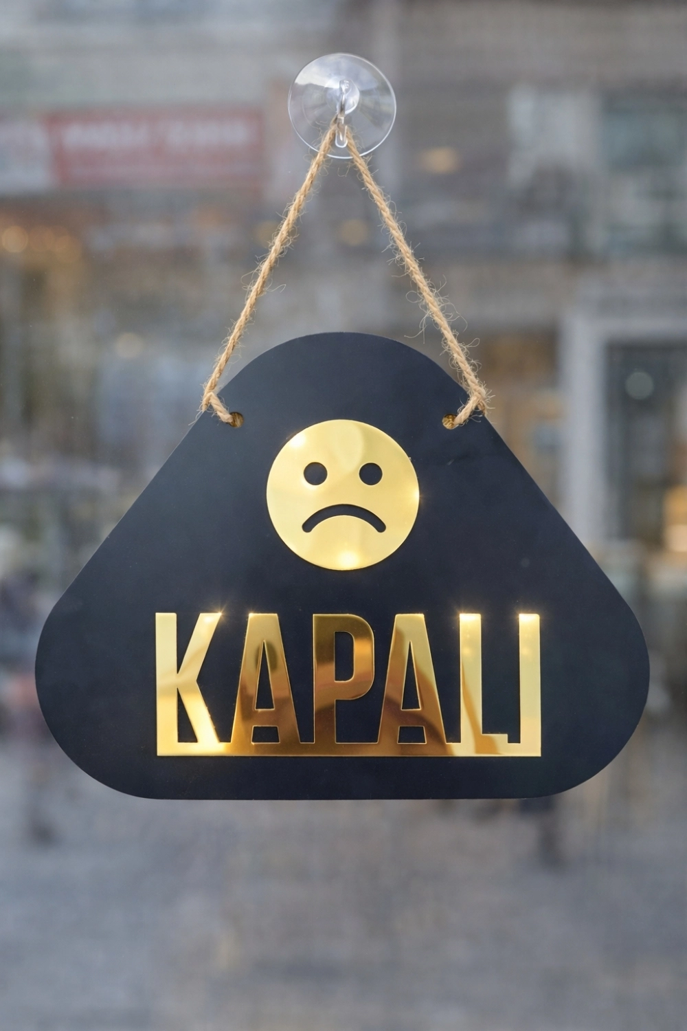 Pleksi Detaylı Emoji Desenli Açık-Kapalı Yönlendirme Tabelası-Altın