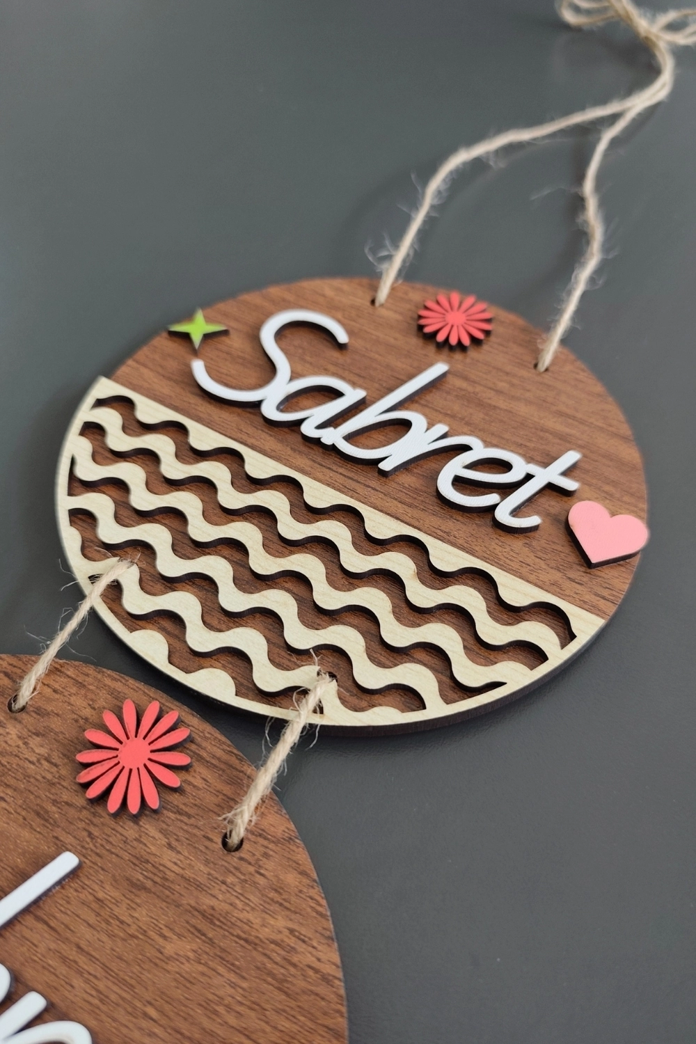 Sabret Şükret Dua Et Mdf Kapı Süsü - Ceviz