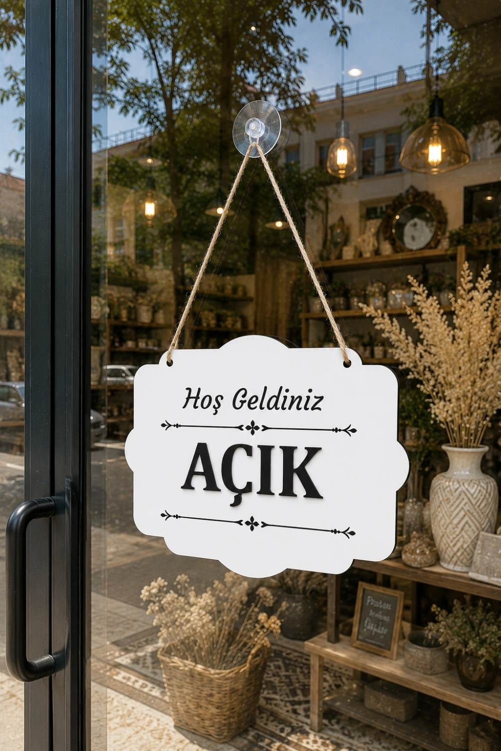 Çift Taraflı MDFAhşap Dükkan & Mağaza Kapı Yönlendirme Tabelası - Beyaz