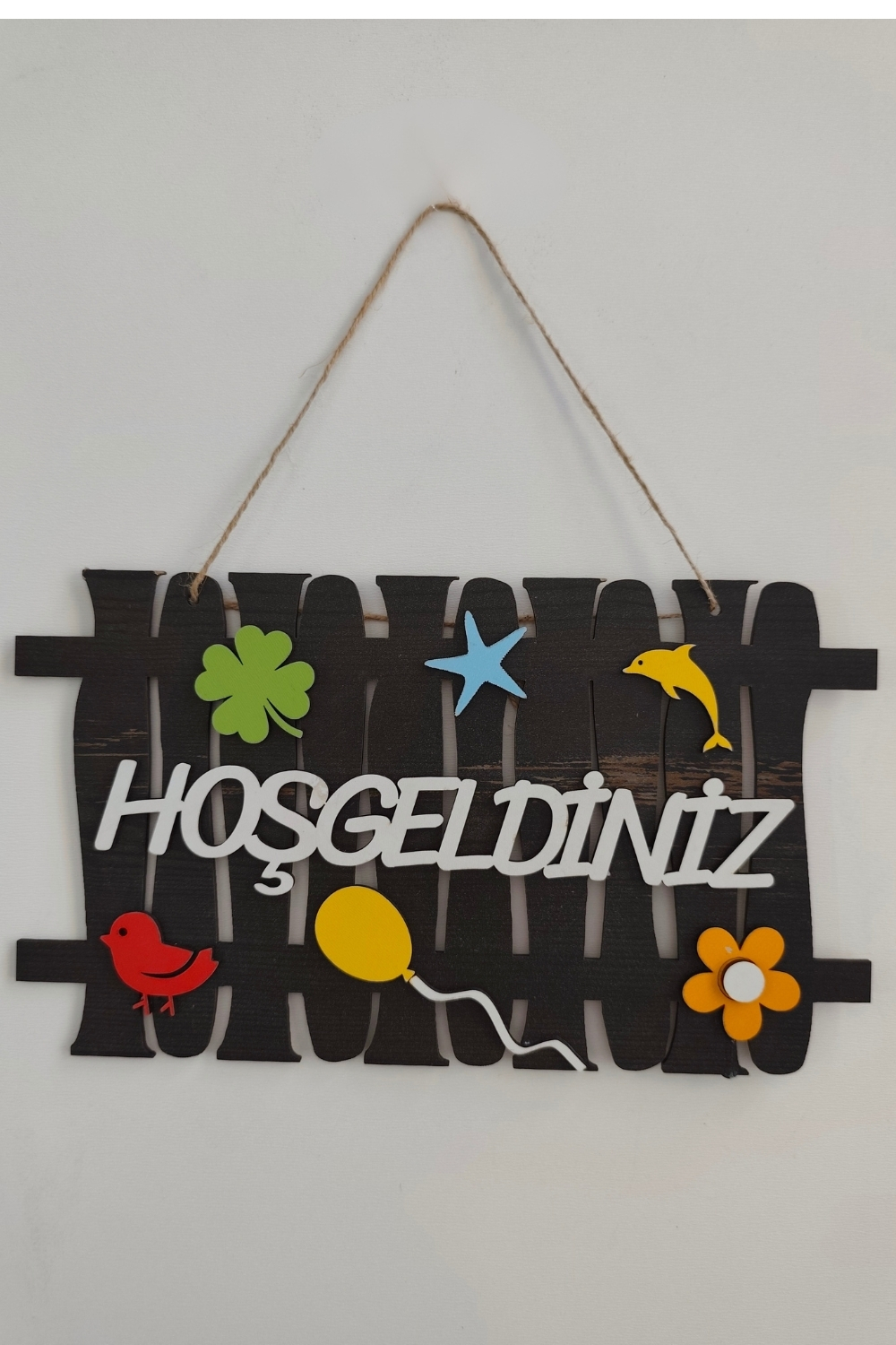 Hoşgeldiniz Yazılı Lazer Kesim Çit Mdf Kapı Süsü - Rebap