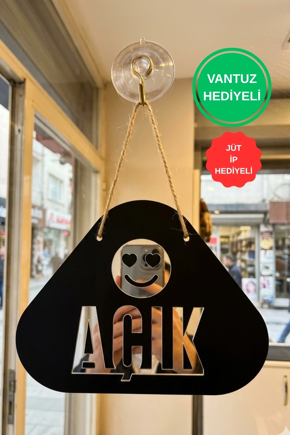 Pleksi Detaylı Emoji Desenli Açık-Kapalı Yönlendirme Tabelası-Gümüş