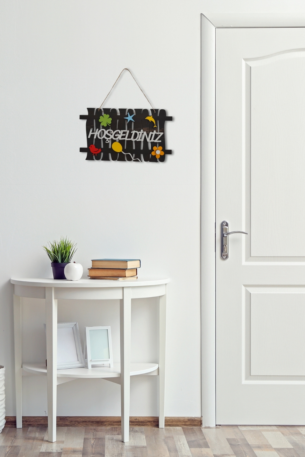 Hoşgeldiniz Yazılı Lazer Kesim Çit Mdf Kapı Süsü - Rebap
