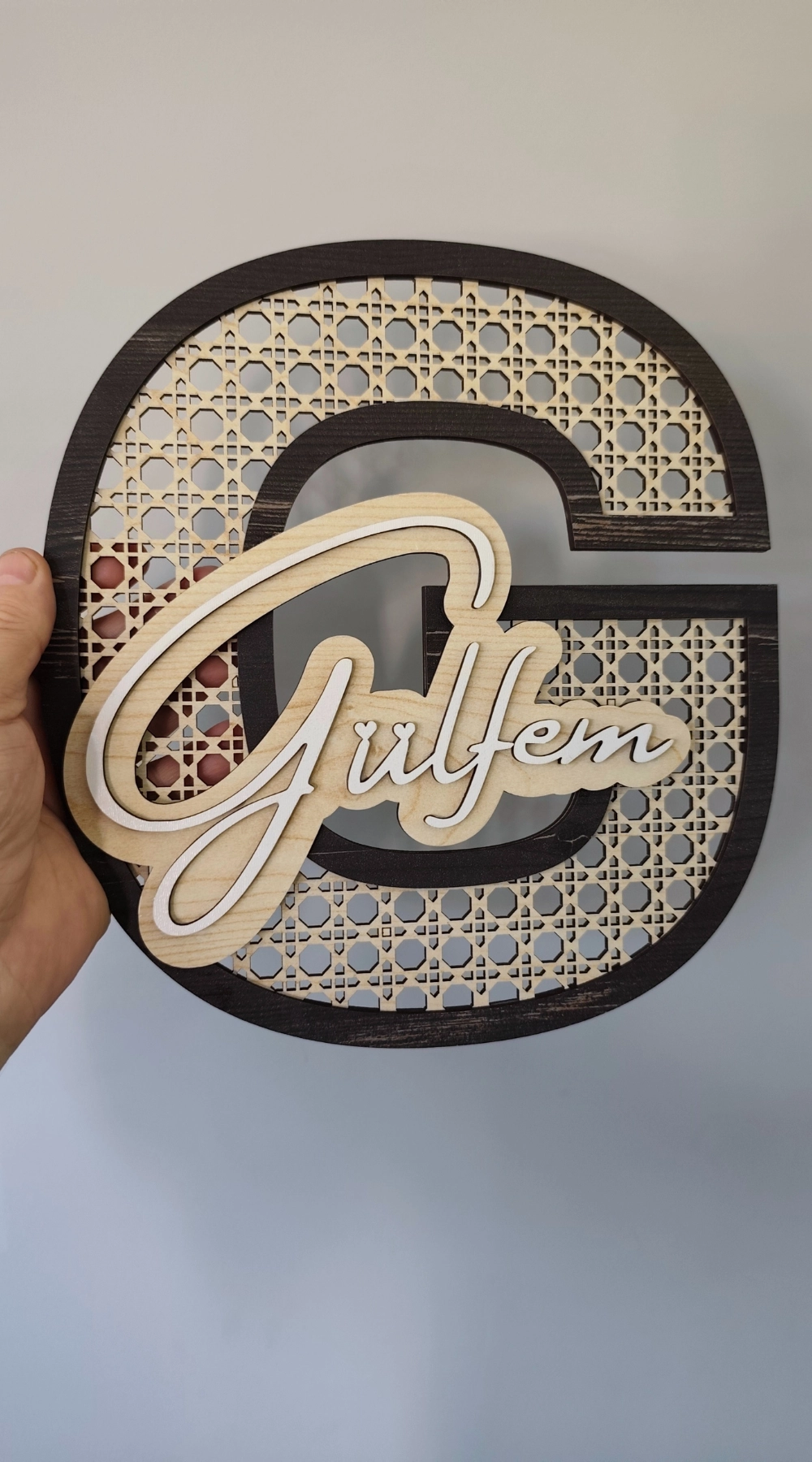 Rattan Desenli İsimli Lazer Kesim Duvar Süsü