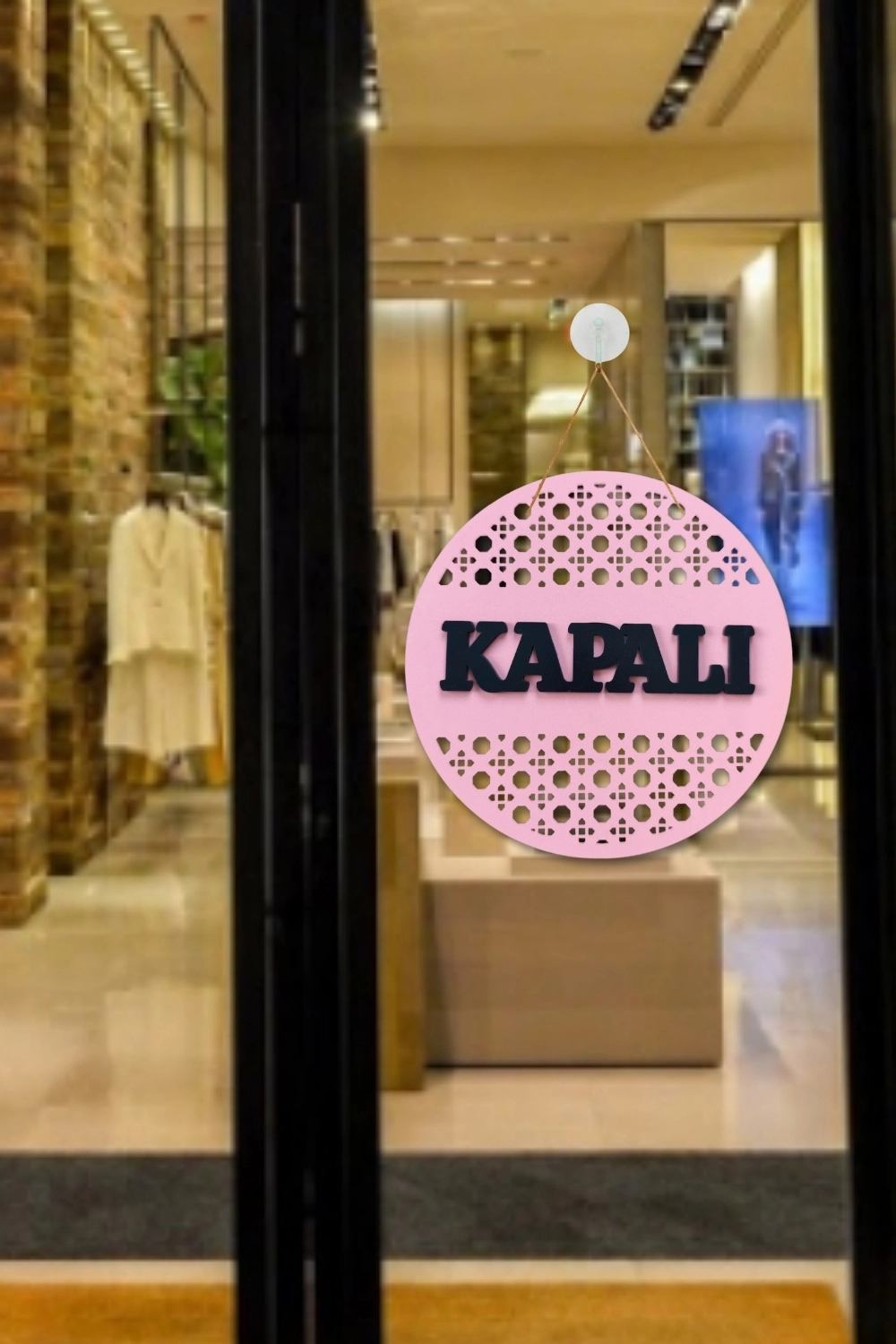Rattan Desenli AÇIK-KAPALI Tabelası - Pembe