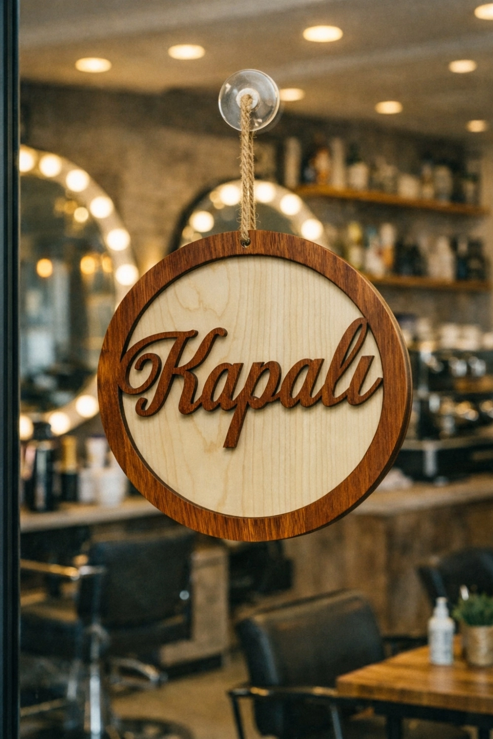 Yuvarlak Model 3D AÇIK-KAPALI Tabelası - Akçaağaç