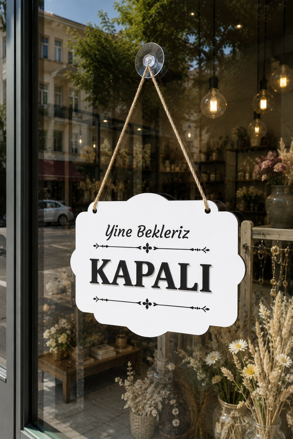 Çift Taraflı MDFAhşap Dükkan & Mağaza Kapı Yönlendirme Tabelası - Beyaz