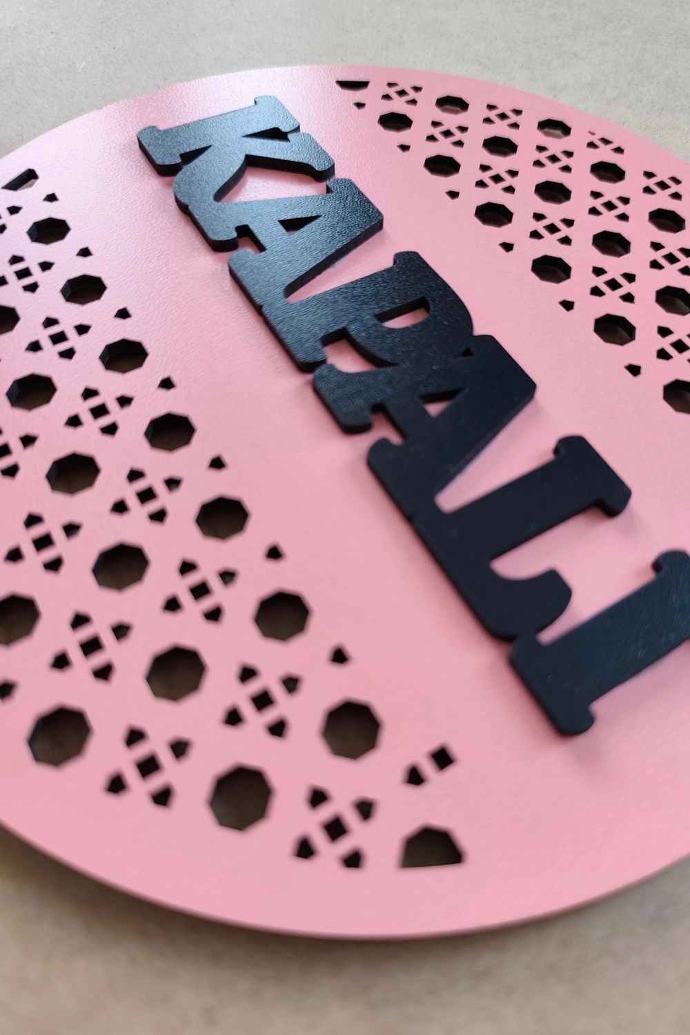 Rattan Desenli AÇIK-KAPALI Tabelası - Pembe
