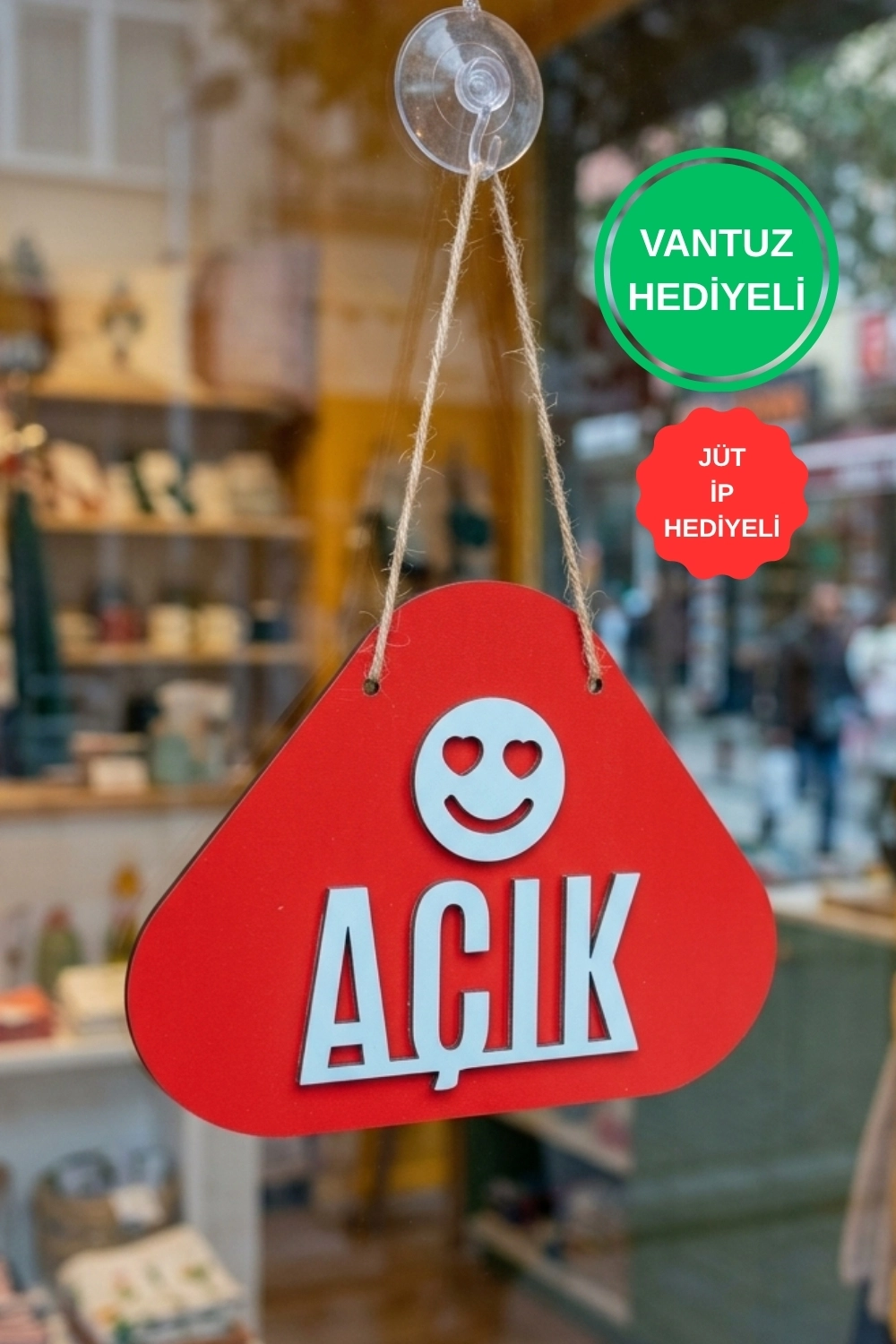 Emoji Desenli Açık-Kapalı Yönlendirme Tabelası - Kırmızı