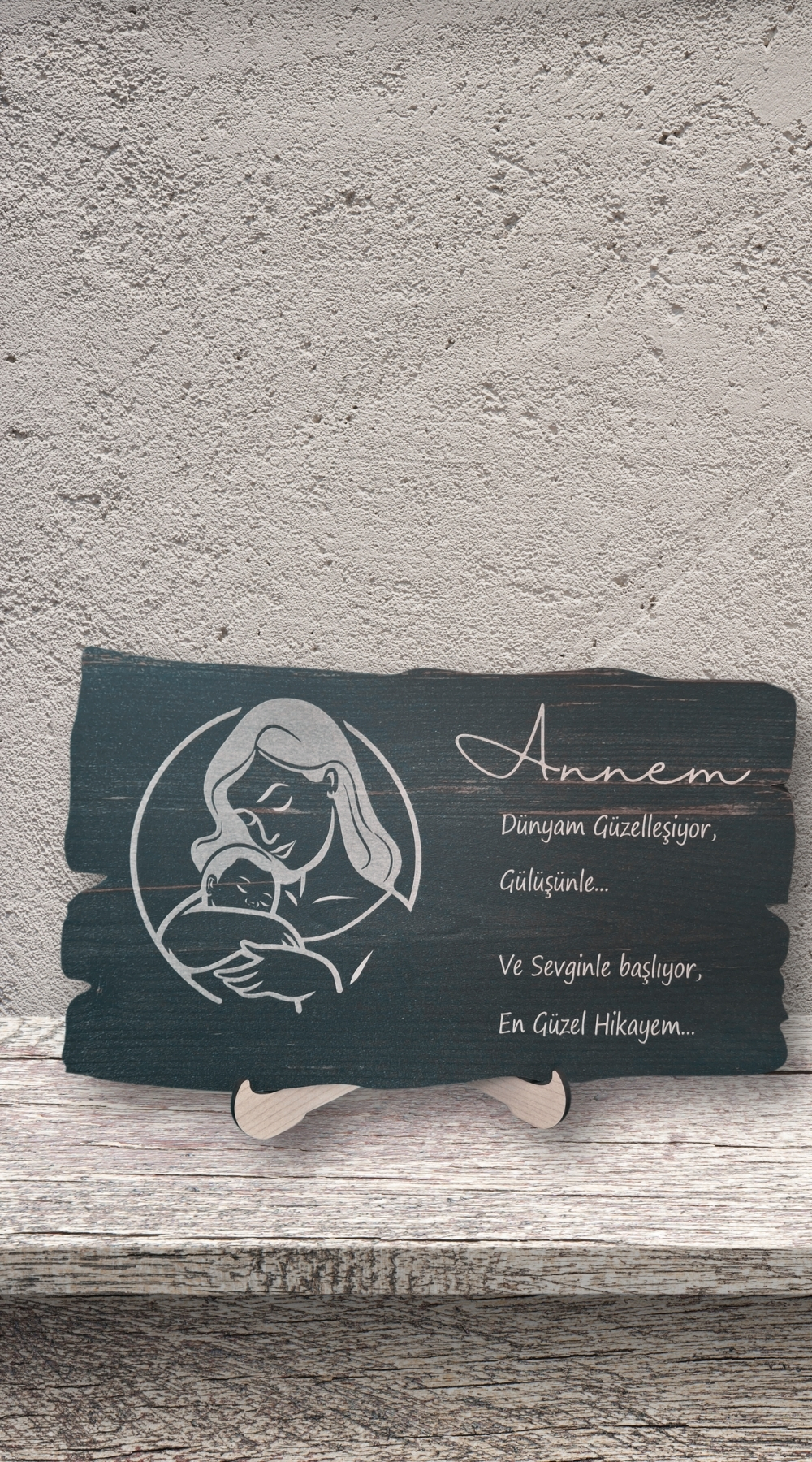 Anneye Özel Sevgiyle Tasarlanmış Şık Ahşap Lazer Kesim Dekor