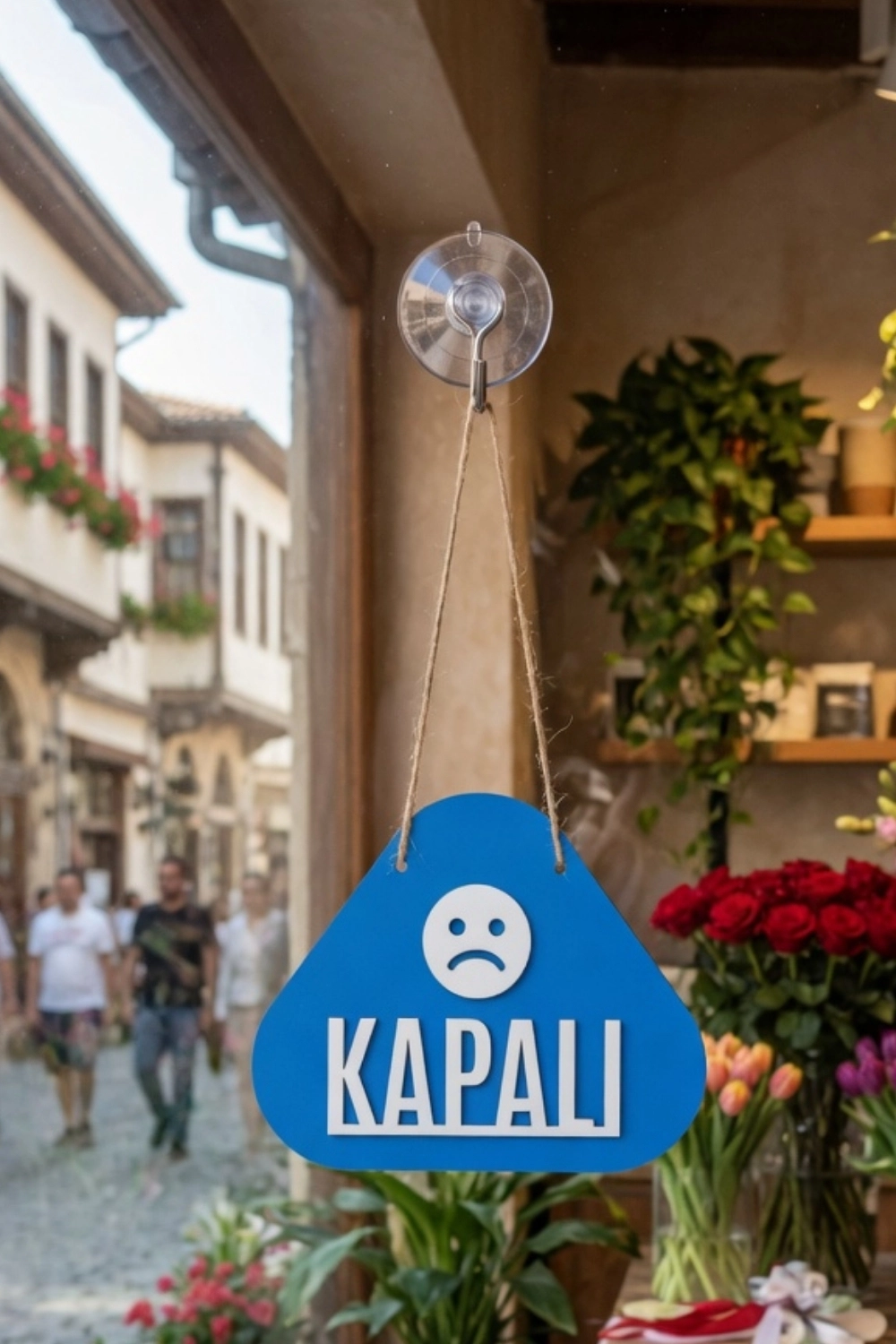 Emoji Desenli Açık Kapalı Yönlendirme Levhası - Saks