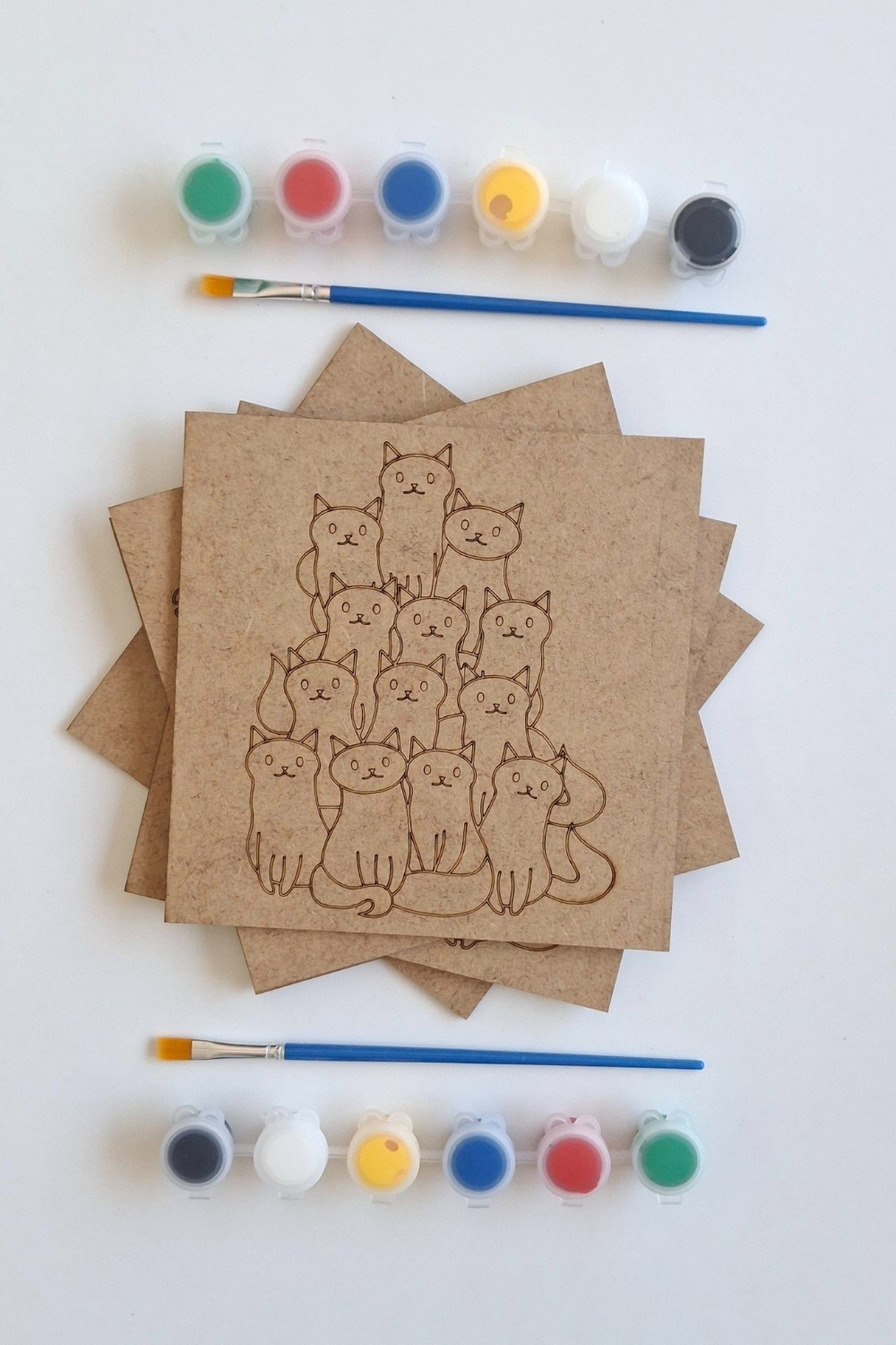 Kedi Figürlü 5 Parça Ahşap Boyama ve Aktivite Setii