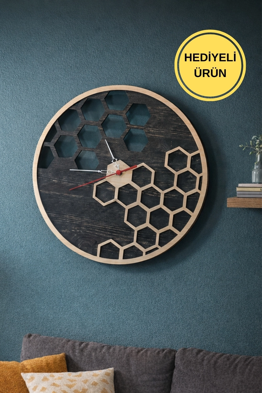 Yuvarlak Lazer Kesim Modern İki Katlı Mdf Duvar Saati