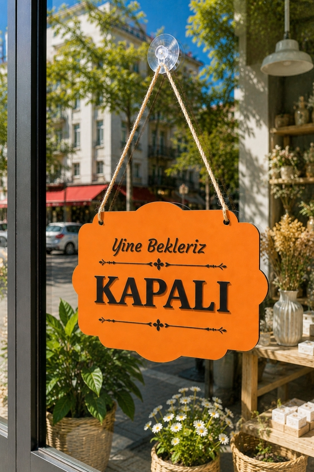 Çift Taraflı MDFAhşap Dükkan & Mağaza Kapı Yönlendirme Tabelası - Turuncu