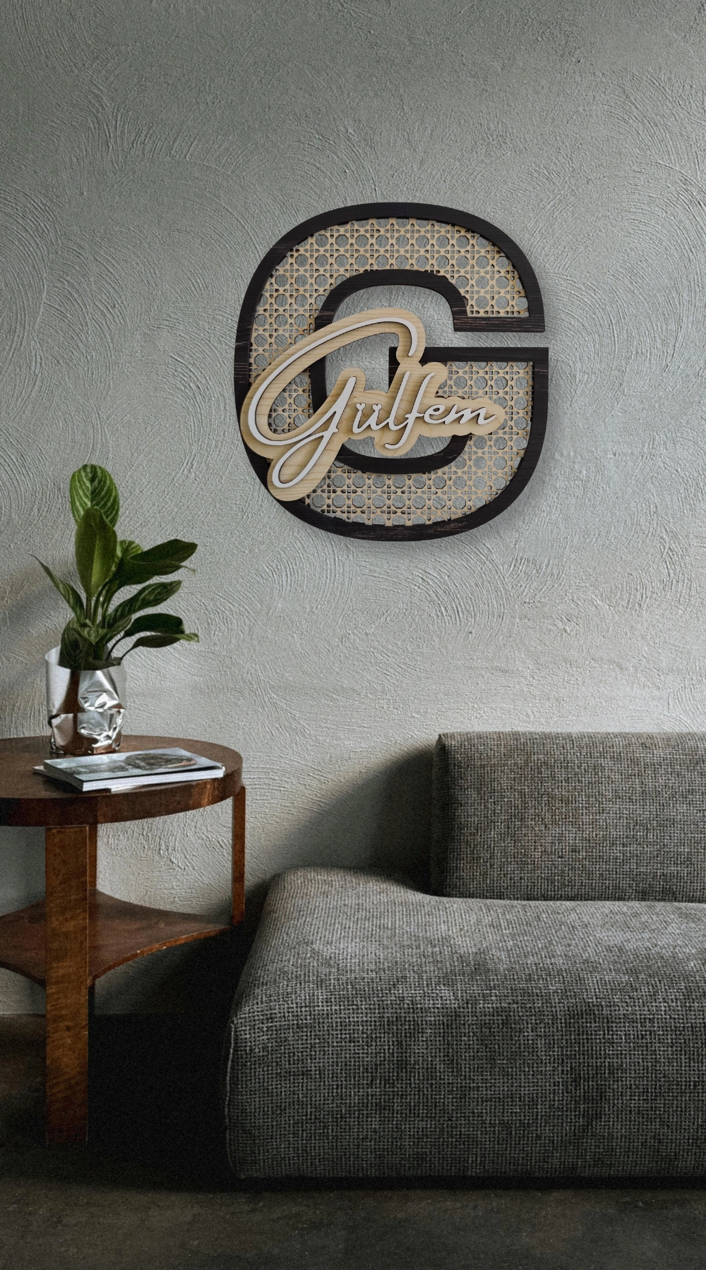 Rattan Desenli İsimli Lazer Kesim Duvar Süsü