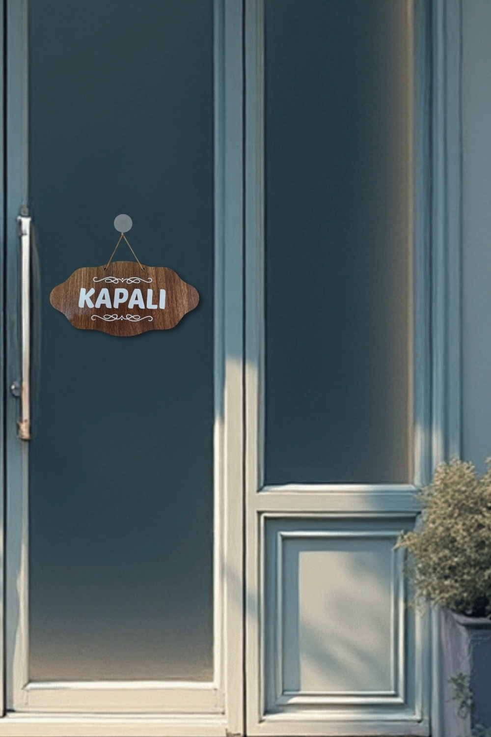 Dekoratif AÇIK-KAPALI Tabelası - Ceviz
