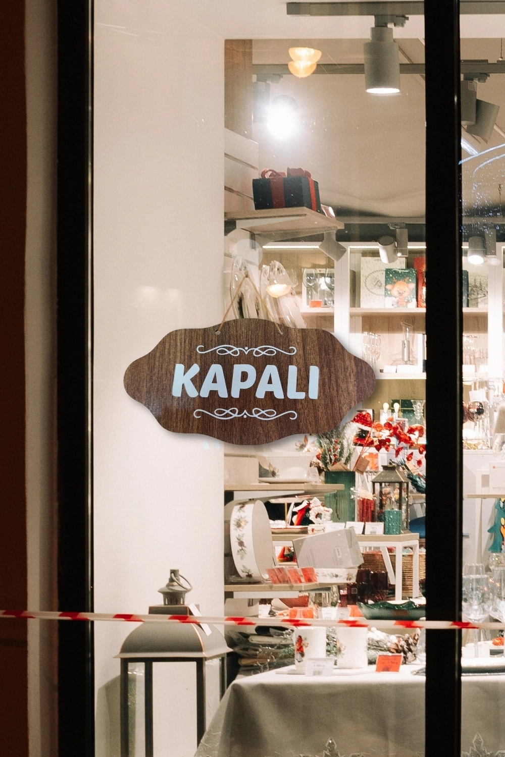 Dekoratif AÇIK-KAPALI Tabelası - Ceviz