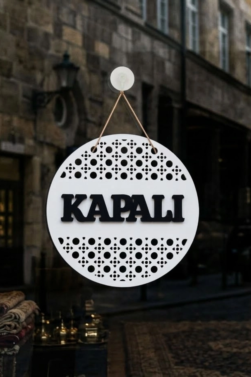 Rattan Model AÇIK-KAPALI Tabelası - Beyaz