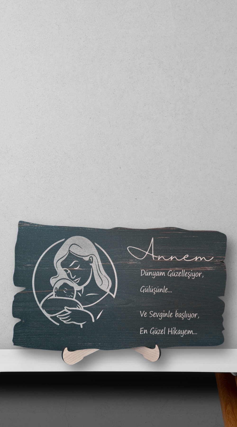 Anneye Özel Sevgiyle Tasarlanmış Şık Ahşap Lazer Kesim Dekor