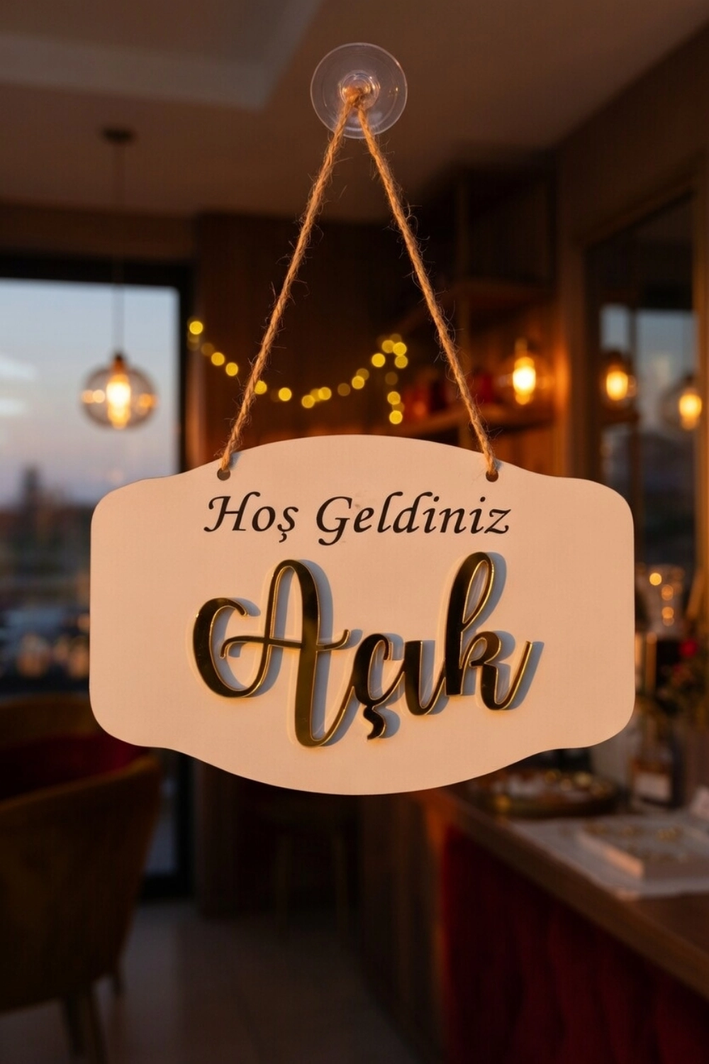 Pleksi Yazılı Modern AÇIK-KAPALI Tabelası - Beyaz