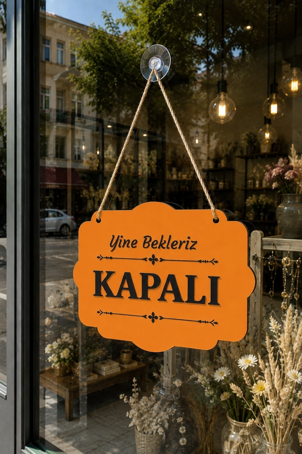 Çift Taraflı MDFAhşap Dükkan & Mağaza Kapı Yönlendirme Tabelası - Turuncu
