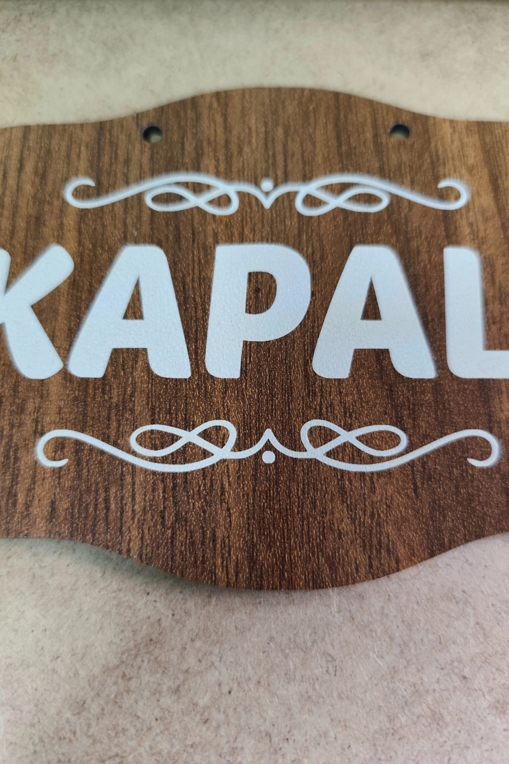 Dekoratif AÇIK-KAPALI Tabelası - Ceviz