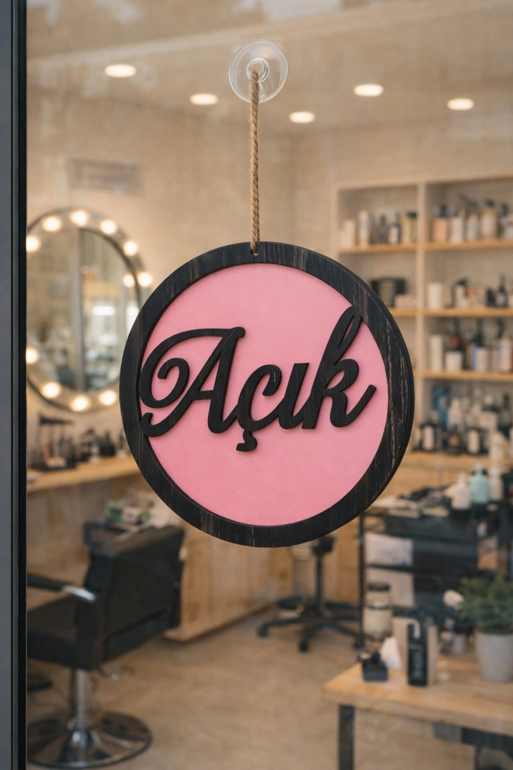 Yuvarlak Model 3D AÇIK-KAPALI Tabelası - Pembe