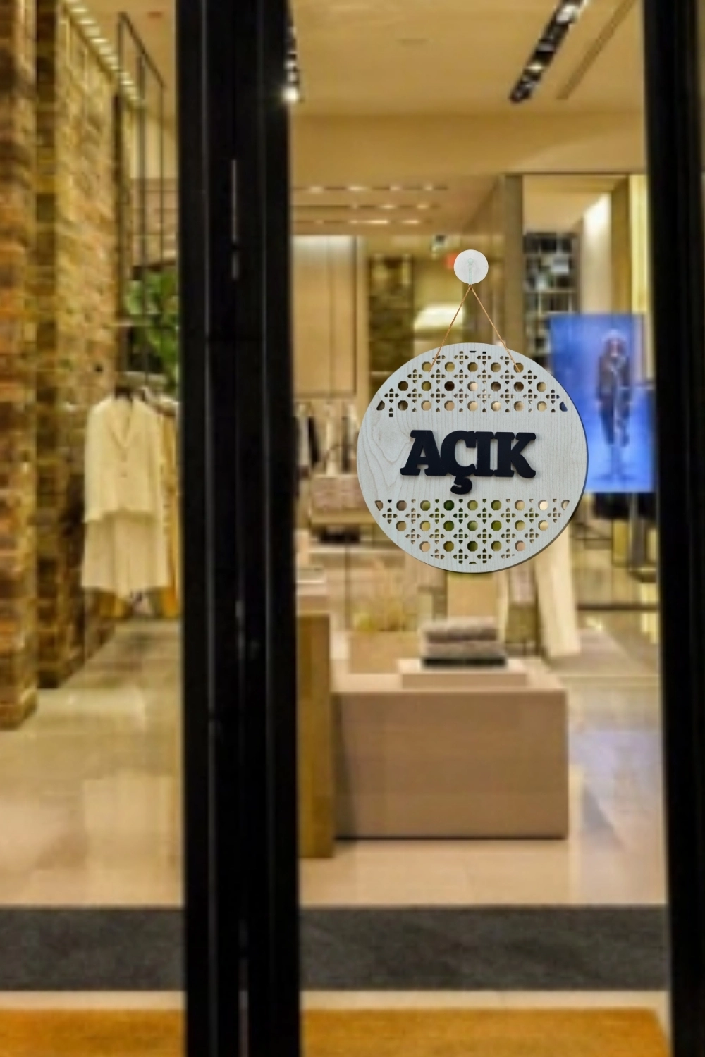 Rattan Desenli AÇIK-KAPALI Tabelası - Akçaağaç
