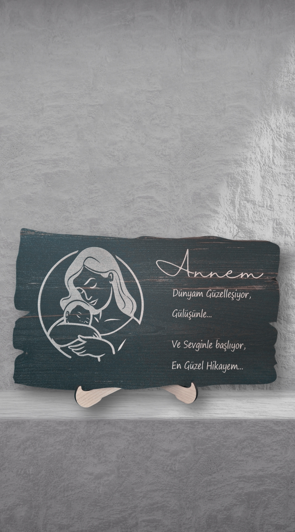 Anneye Özel Sevgiyle Tasarlanmış Şık Ahşap Lazer Kesim Dekor