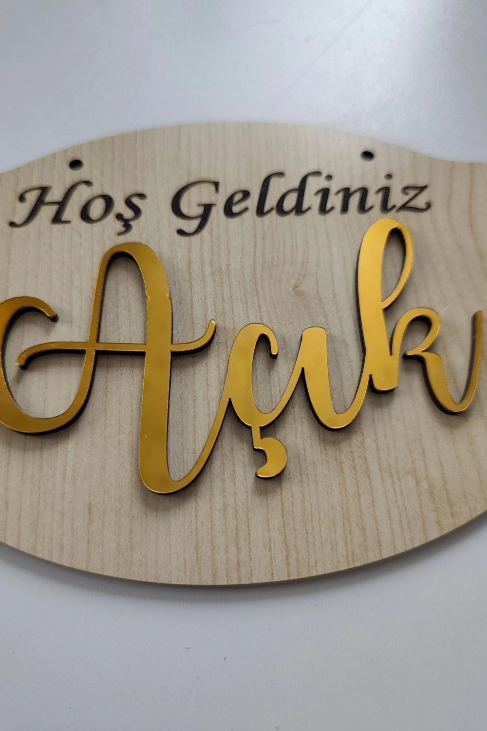 Pleksi Yazılı Modern AÇIK-KAPALI Tabelası - Akçaağaç