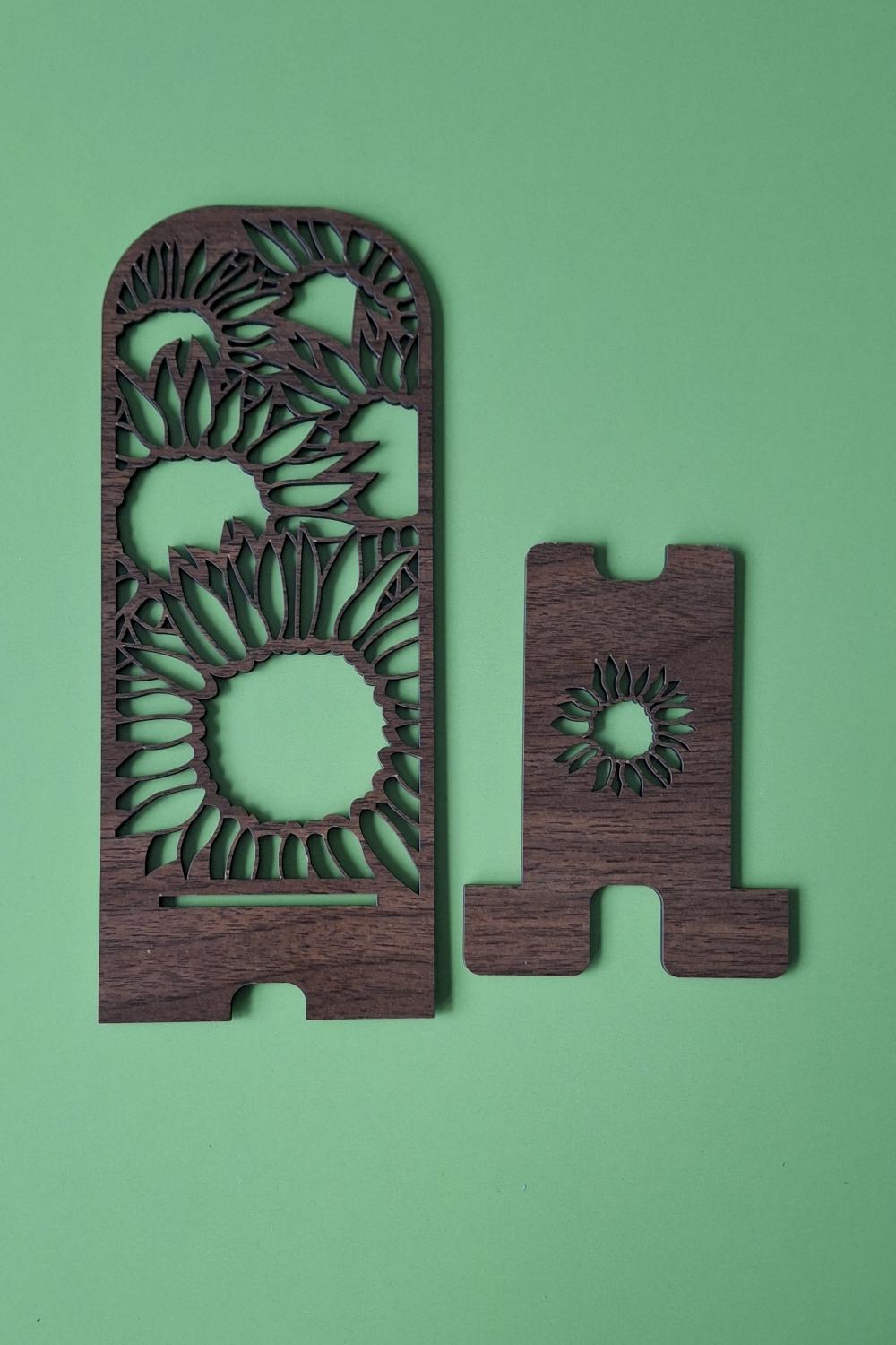 Masa Düzeni ve Şıklık İçin Desenli Ahşap MDF Telefon Standı