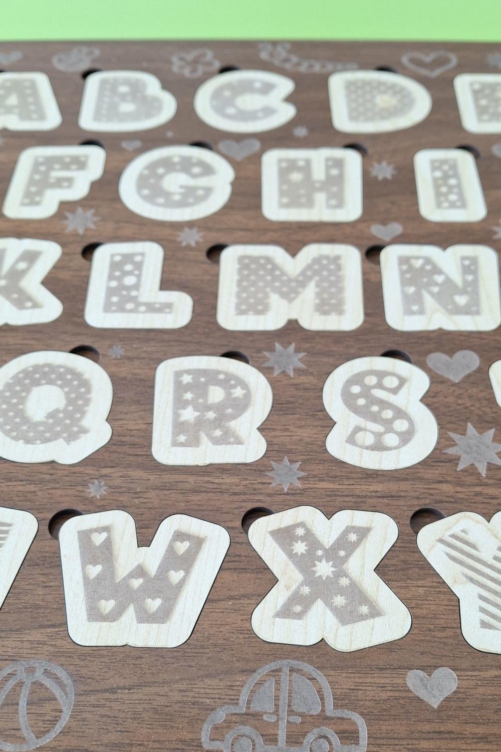 Çocuk Puzzle (Yapboz) Birinci Sınıf Ahşap Harfler Eğitici Öğretici Eğlenceli Set