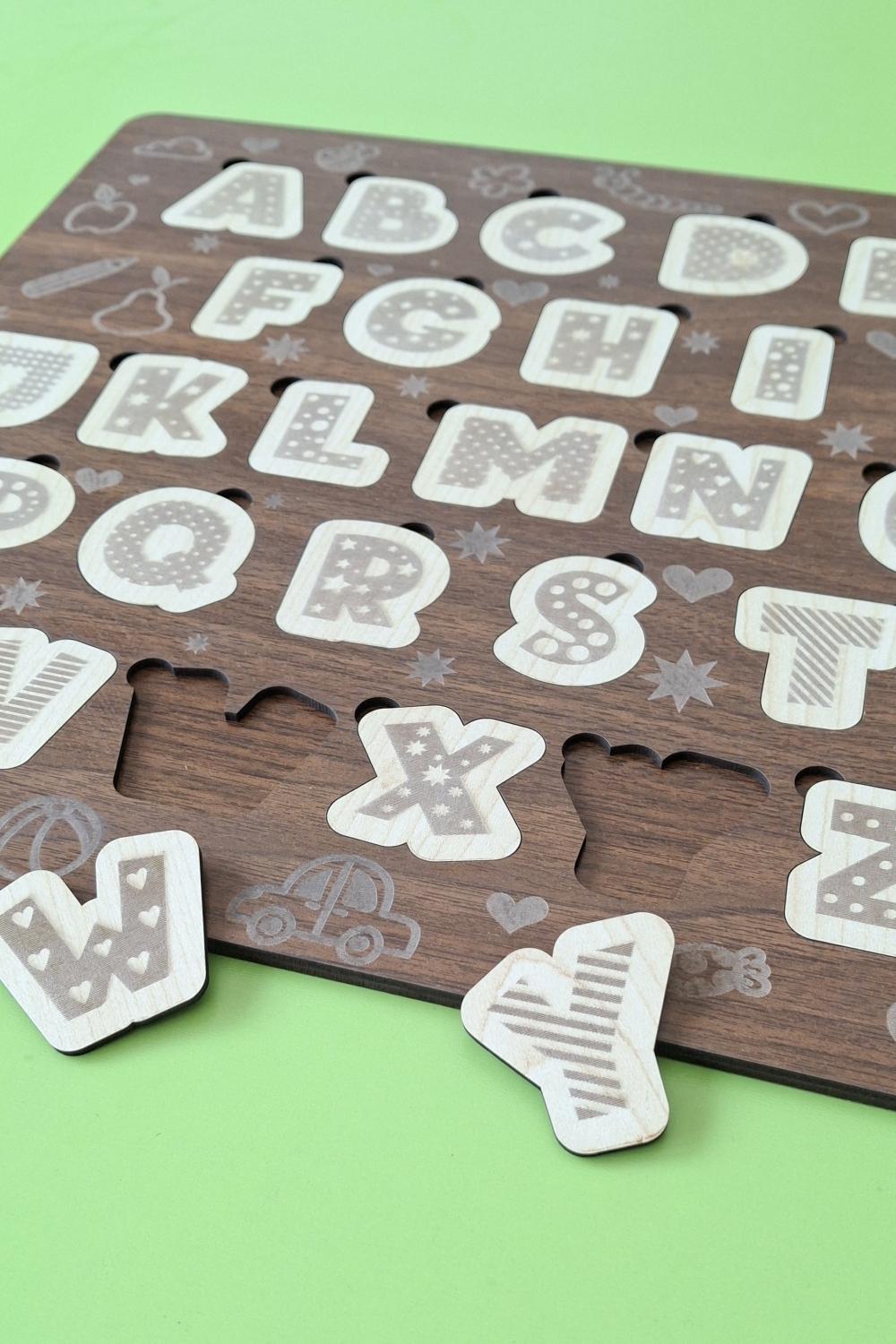 Çocuk Puzzle (Yapboz) Birinci Sınıf Ahşap Harfler Eğitici Öğretici Eğlenceli Set