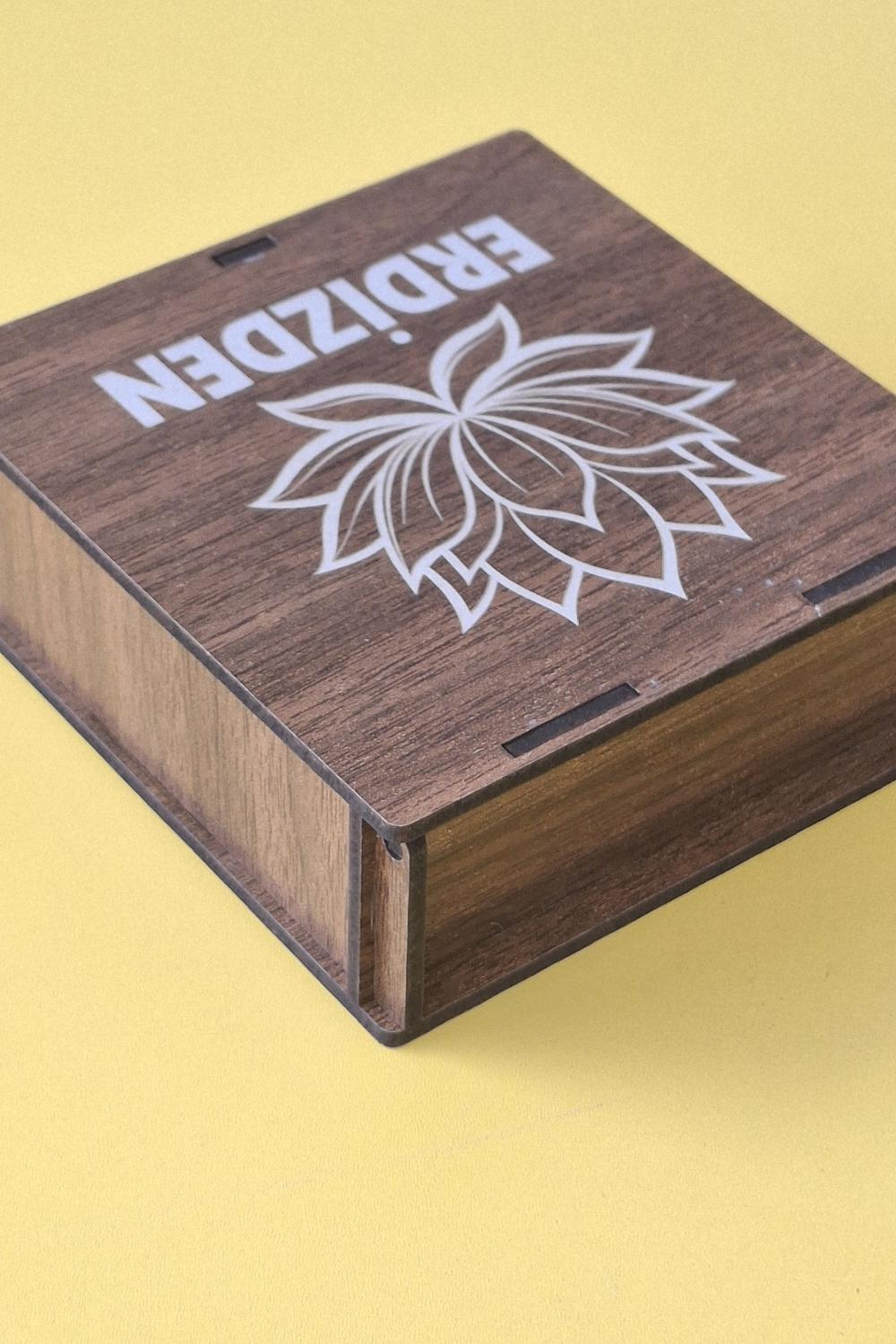 Kişiye Özel Lotus Çiçeği Desenli Çok Amaçlı Kutu - 11 x 11 X 4 cm