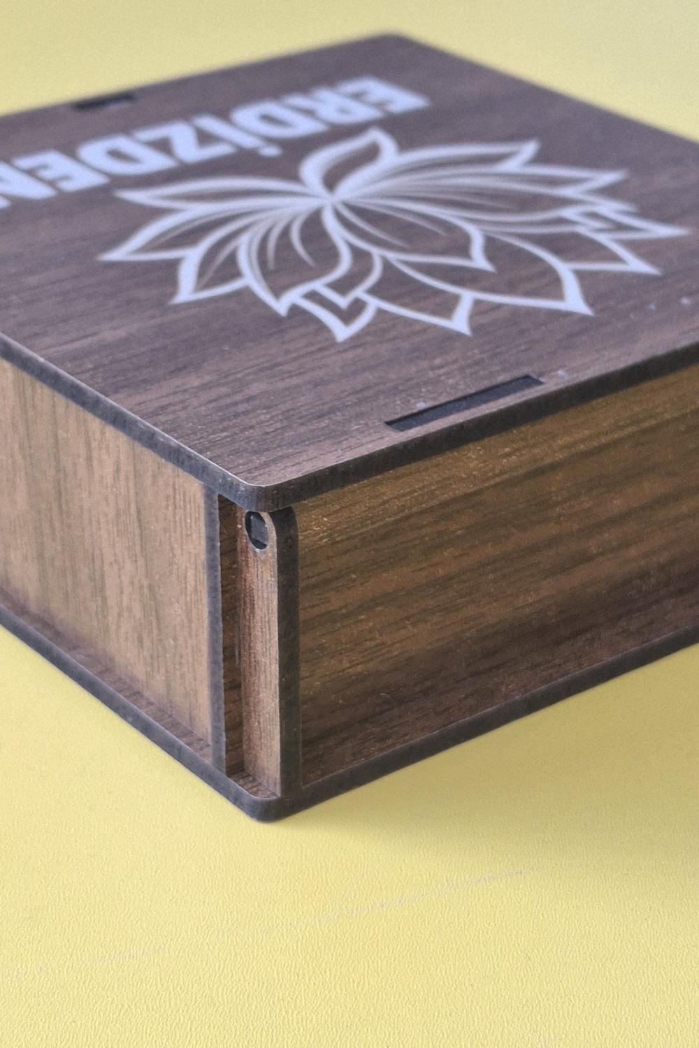 Kişiye Özel Lotus Çiçeği Desenli Çok Amaçlı Kutu - 11 x 11 X 4 cm