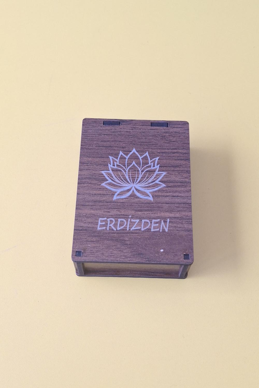 Kişiye Özel Lotus Çiçeği Desenli Çok Amaçlı Kutu - 9,5 x 6,5 X 2,5 cm