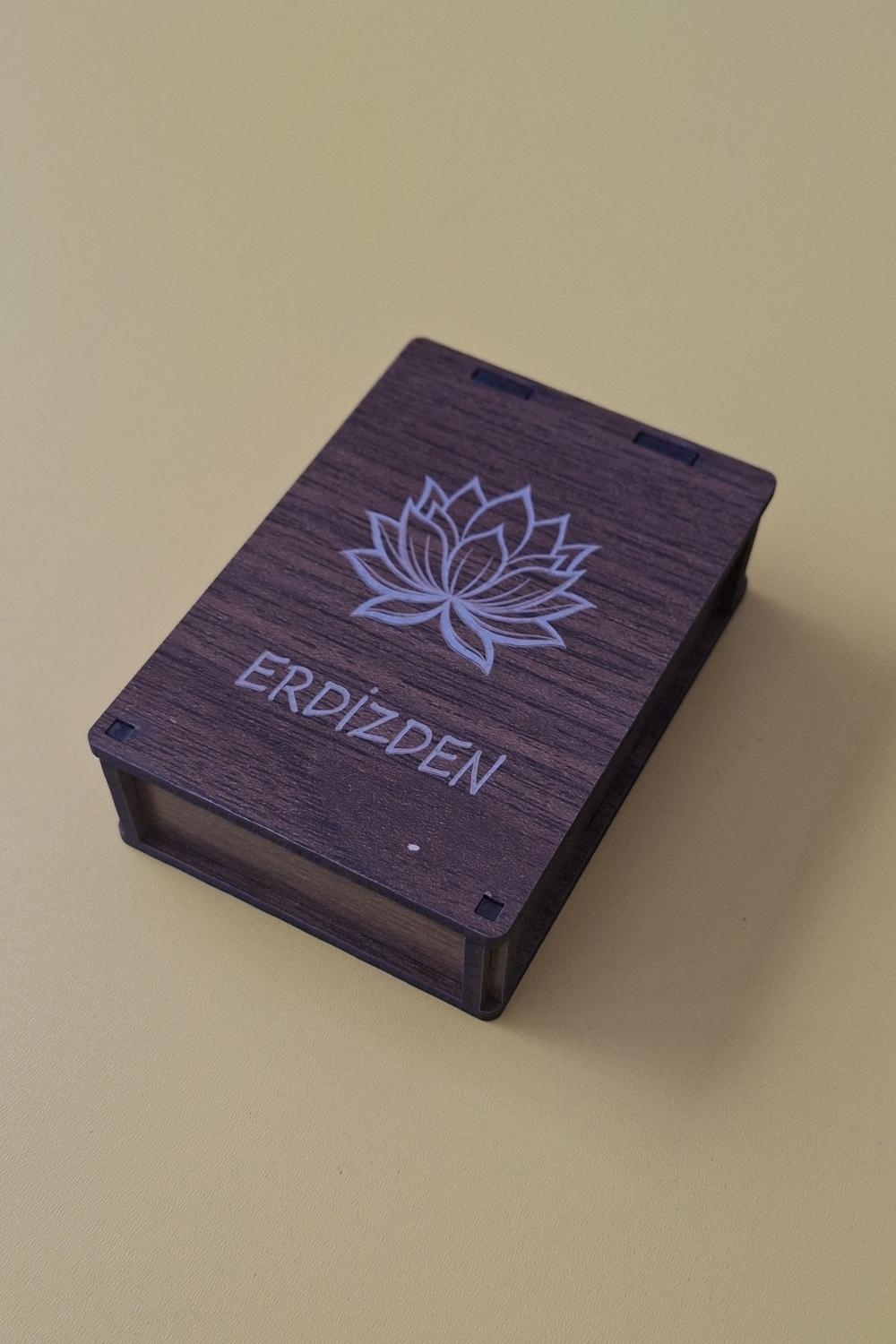 Kişiye Özel Lotus Çiçeği Desenli Çok Amaçlı Kutu - 9,5 x 6,5 X 2,5 cm