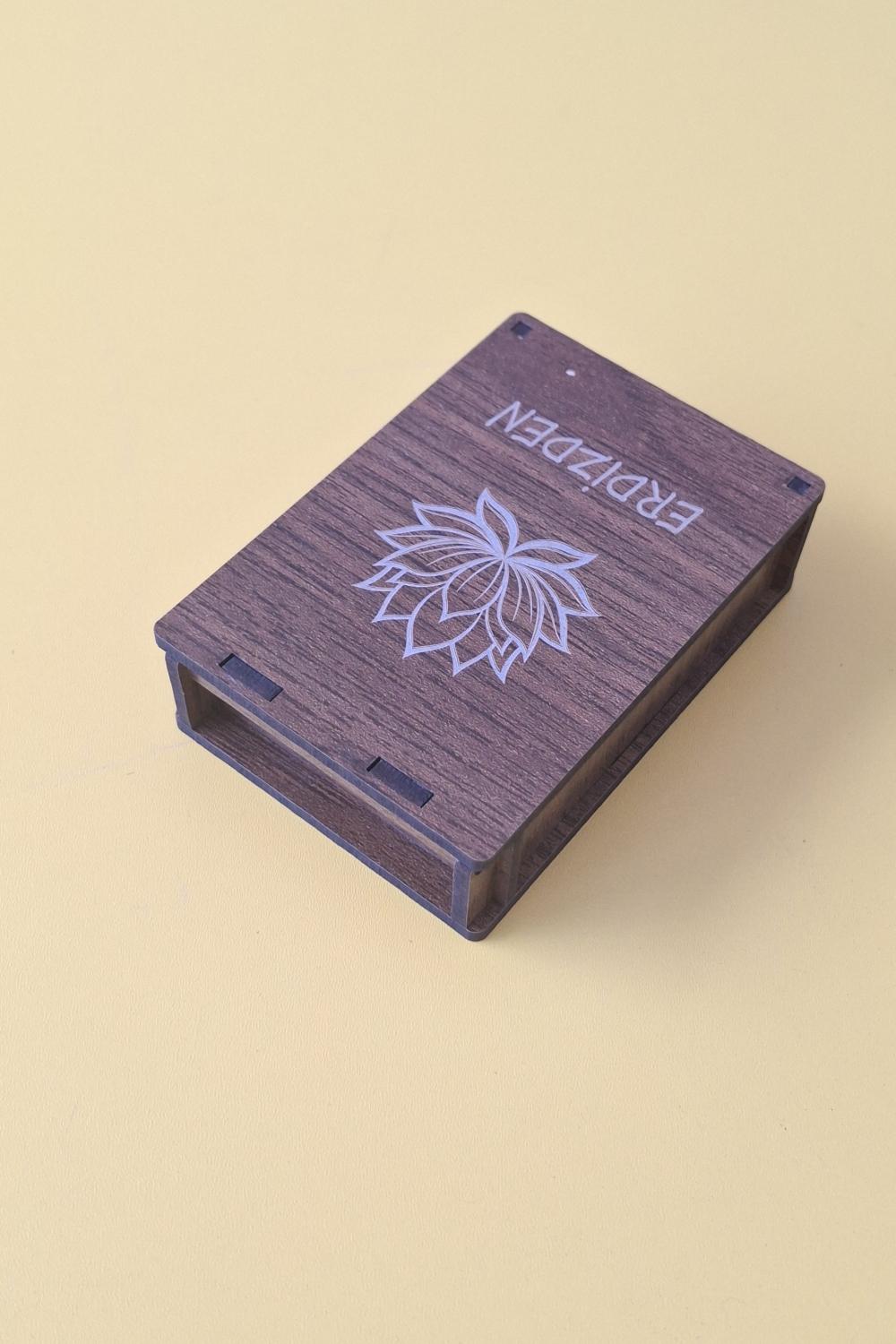 Kişiye Özel Lotus Çiçeği Desenli Çok Amaçlı Kutu - 9,5 x 6,5 X 2,5 cm