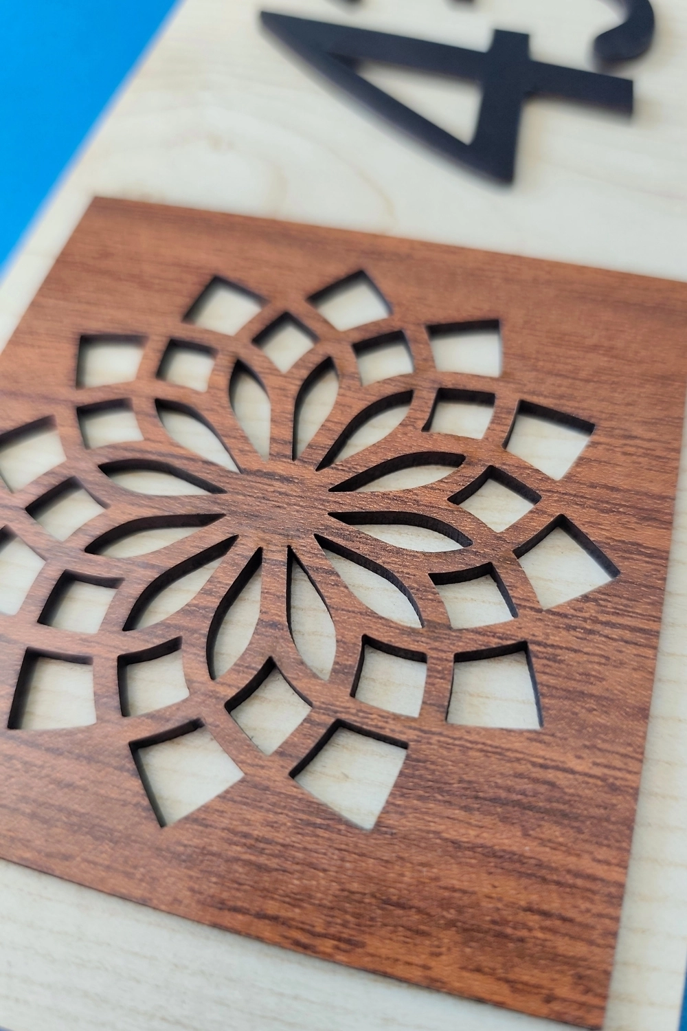 Kişiye Özel Lazer Kesim Mandala Kapı Numarası - Ceviz