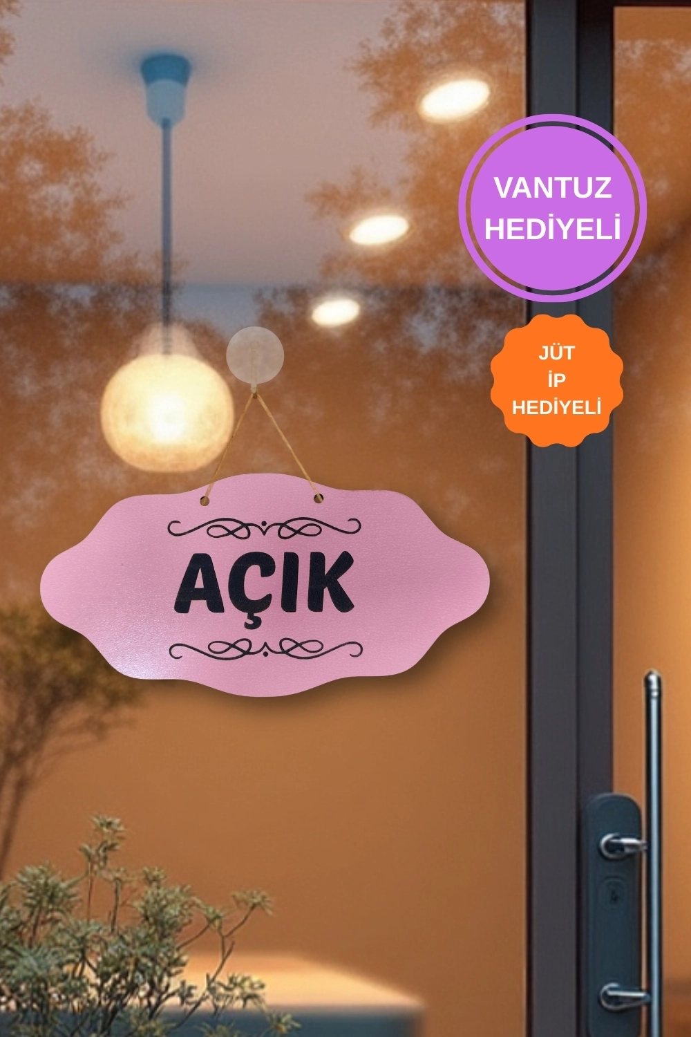 Dekoratif AÇIK-KAPALI Tabelası - Pembe