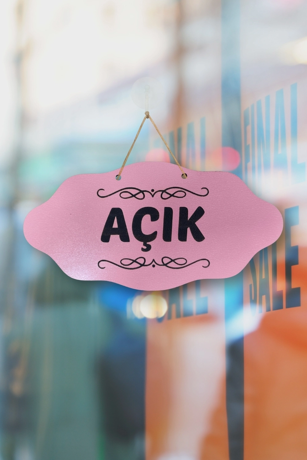 Dekoratif AÇIK-KAPALI Tabelası - Pembe