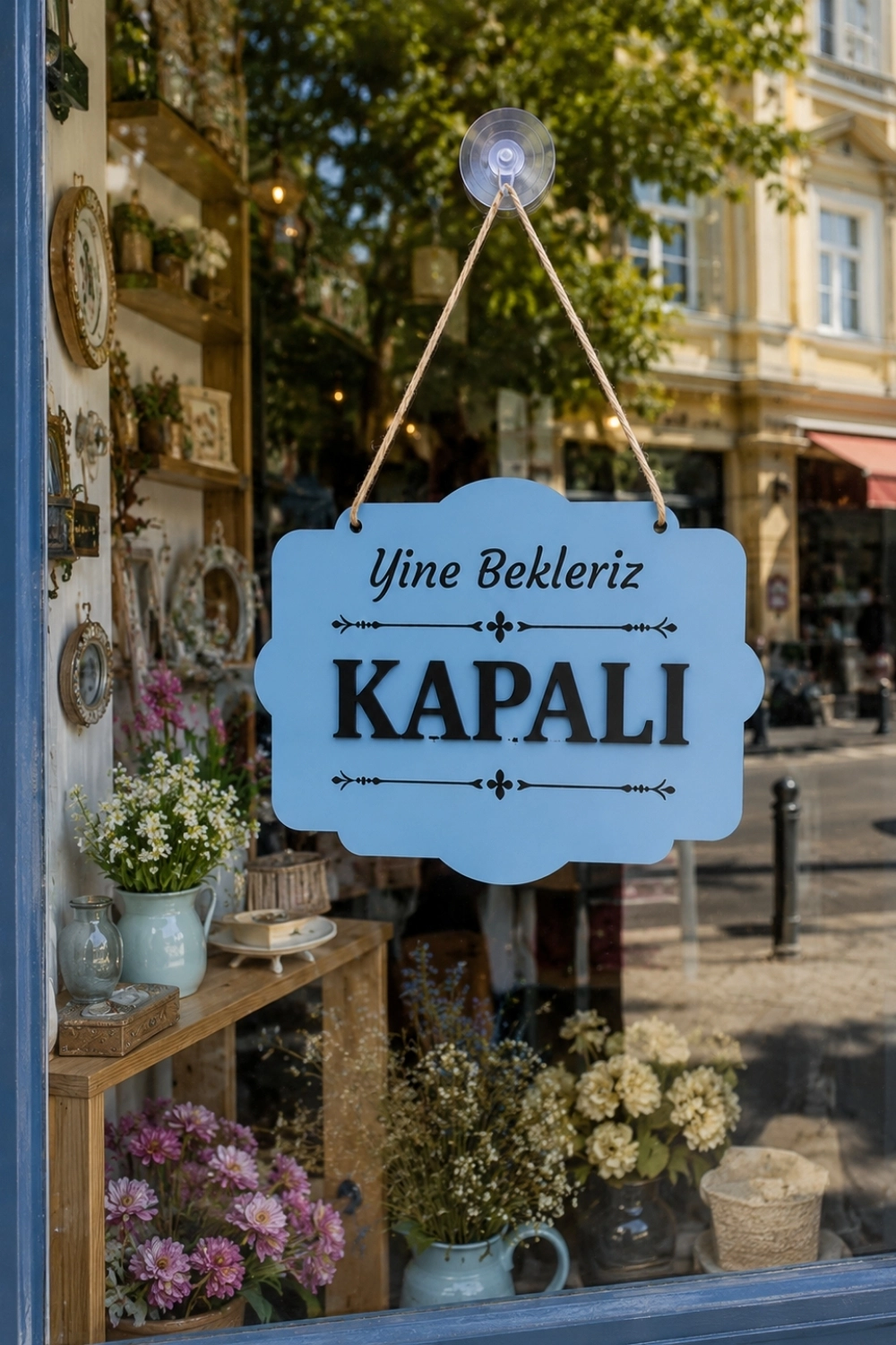 Çift Taraflı MDFAhşap Dükkan & Mağaza Kapı Yönlendirme Tabelası - Mavi