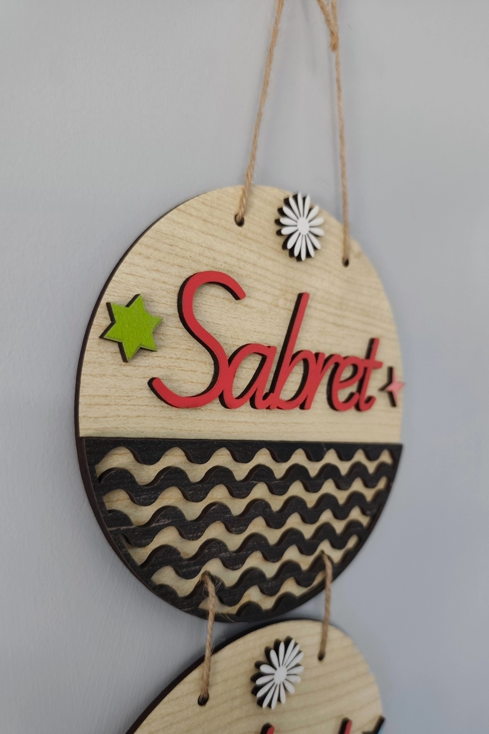 Sabret Şükret Dua Et Mdf Kapı Süsü - Akçaağaç