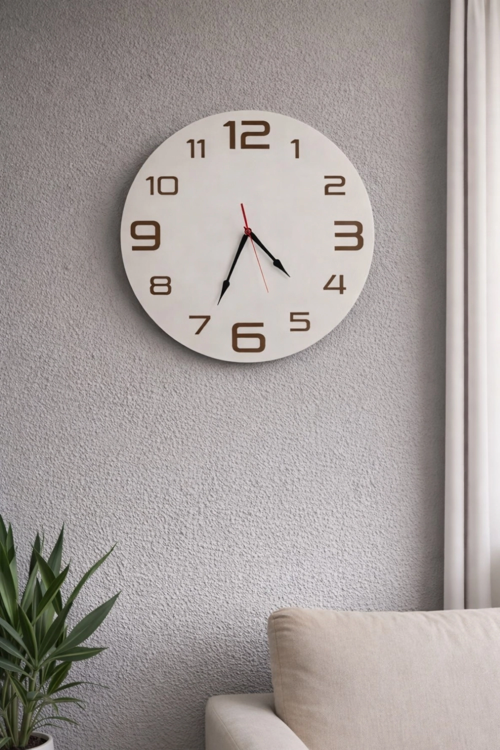 Yuvarlak Lazer Kesim Modern Birinci Sınıf Mdf Duvar Saati - Beyaz