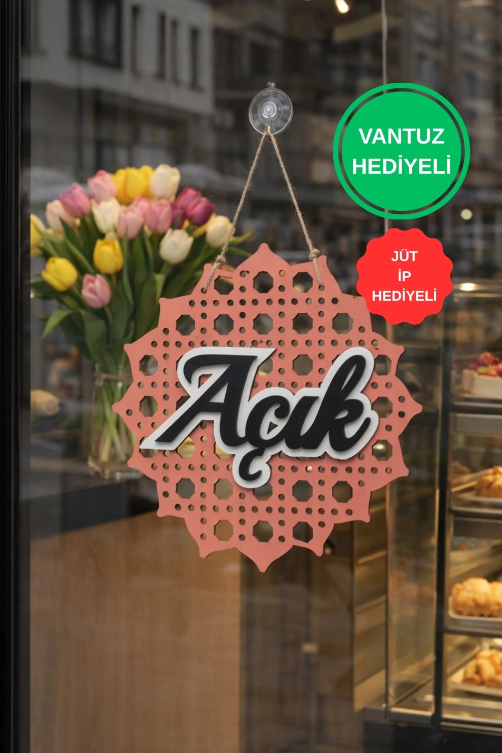 Rattan 5 Katmanlı Model AÇIK-KAPALI Tabelası - Pembe