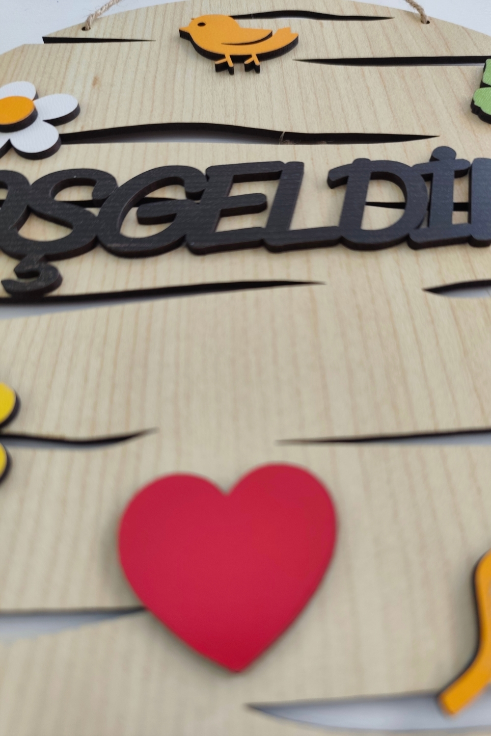 Hoşgeldiniz Yazılı Lazer Kesim Mdf Kapı Süsü - Akçaağaç
