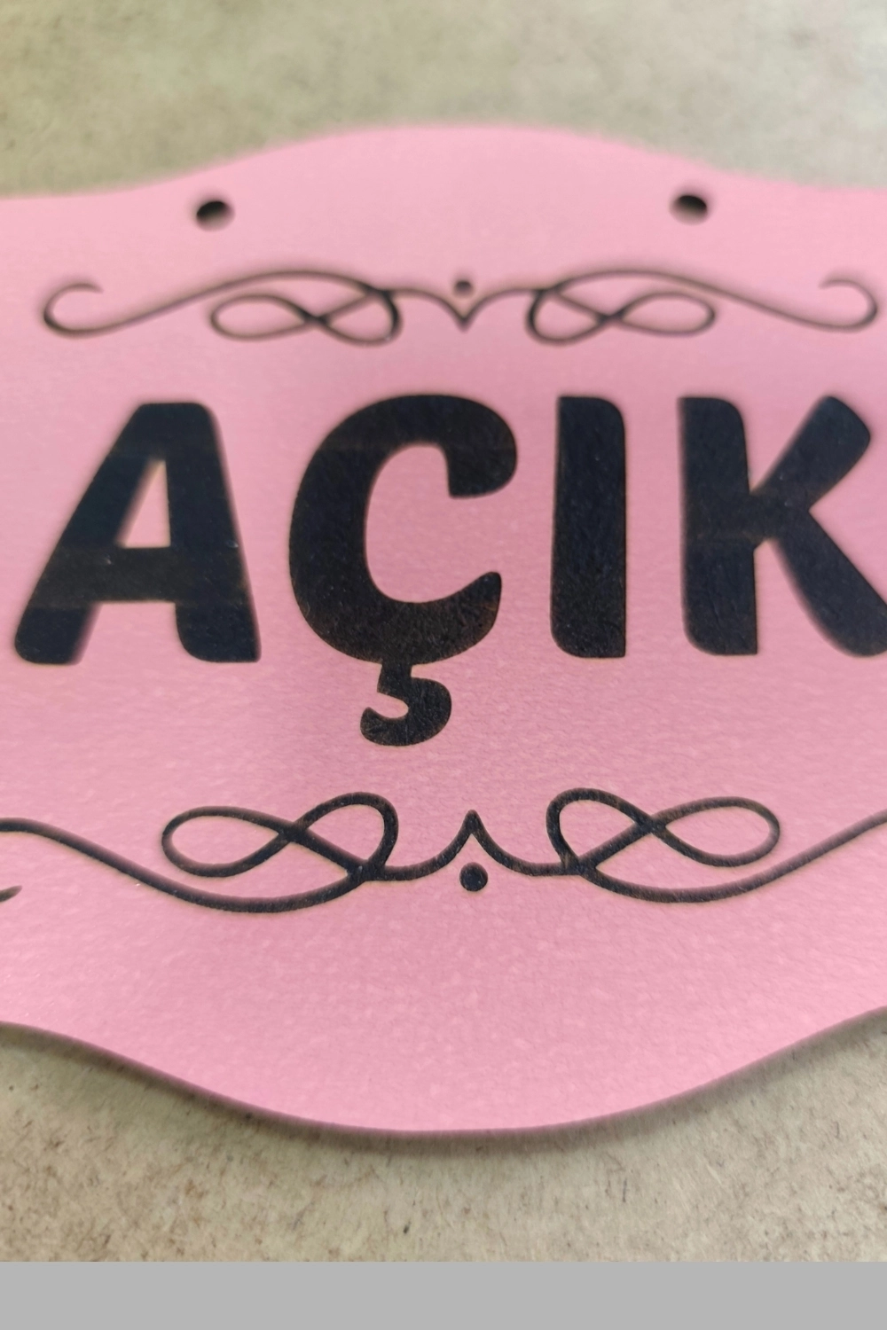 Dekoratif AÇIK-KAPALI Tabelası - Pembe
