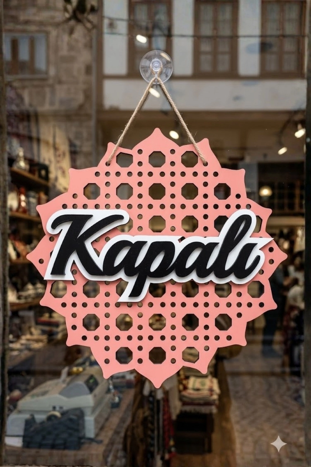 Rattan 5 Katmanlı Model AÇIK-KAPALI Tabelası - Pembe